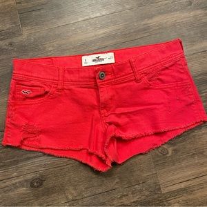 Hollister Distressed Shorts Size 5 W27 Red
